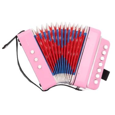 Imagem de Acordeão Infantil para Iniciantes, Acordeão de Piano de 2 Baixos e 7 Teclas Com Alças, Brinquedo de Instrumento Musical de Celulóide Educacional para Estudantes para (Rosa)