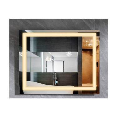 Imagem de Espelho jateado iluminado com led quente e touch 70x60cm horizontal - 