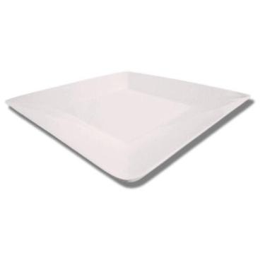 Imagem de Prato Raso Quadrado Branco Melamina Leve Plástico Resistente 25cm - Be