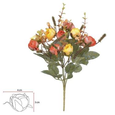 Imagem de BUQUE CAMELIA X13 (AMARELO LARANJA OUTONO) 31cm - Flor Arte