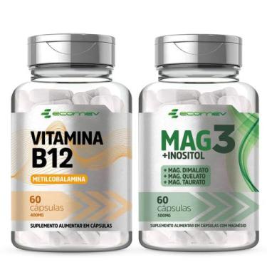 Imagem de B12 (metil) + Mag3 Magnésio Dimalato Quelato Taurato Inositol 500mg 12