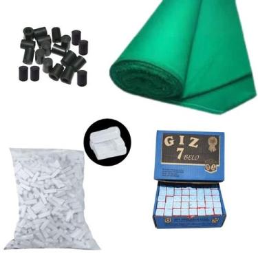 Imagem de 3m Pano Verde + Kit Giz + Ponteira Mesa Sinuca Bilhar Tecido - Tacolan