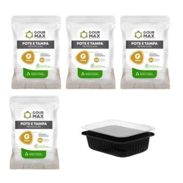 Imagem de Pote Preto 96un 750ml Descartável Marmita  Fitness Freezer Microondas 