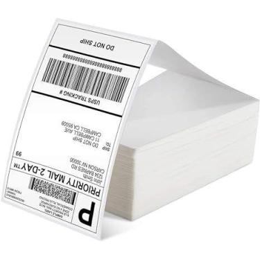 Imagem de Kit 10.000 Etiquetas Térmica Resma C/ Serrilha 10x15cm - Gold Sand