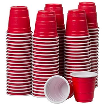 Imagem de Mini copos vermelhos 120ct 2oz Copos de plástico descartáveis para festas Shooter Beer Pong Jello