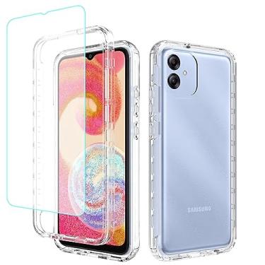 Imagem de Gufuwo Capa para Samsung A04e, Galaxy A03 SM-A042F com protetor de tela de vidro temperado, proteção total transparente 360 rígida + TPU bumper à prova de choque capa para Samsung Galaxy A04e