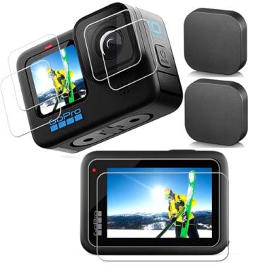 Imagem de PCTC Protetor de tela para GoPro Hero 9, protetor de tela de vidro temperado transparente ultrafino para GoPro Hero 9 preto [2 + 2 + 2 unidades] [capa ultra transparente]