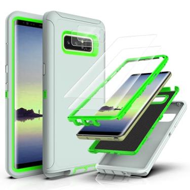 Imagem de YmhxcY Capa compatível com Galaxy Note 8 com [filme TPU flexível e película protetora de tela de lente] Pacote com 2, capa durável de 3 camadas à prova de queda/capa de borracha sólida armadura à