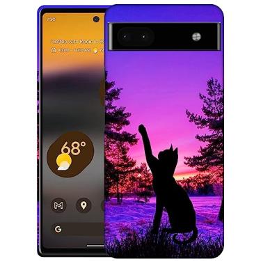 Imagem de SM Cases Capa Google Pixel 6A - Gato no Pôr do Sol Design Impresso 3D Capa Traseira de Plástico Rígido para Google Pixel 6A (não para Pixel 7A).