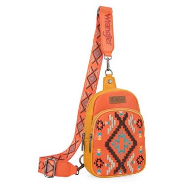 Imagem de Wrangler Bolsa tiracolo feminina asteca bolsa tiracolo pochete bolsa de peito, Laranja