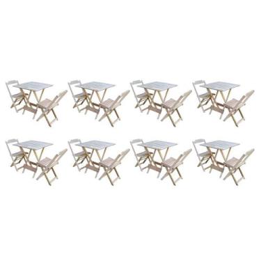 Imagem de Kit 8 Jogos de Mesa Dobravel com 2 Cadeiras de Madeira 70x70 - sem Pin