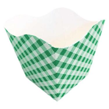 Imagem de Cachepot de Papel Xadrez Tons Variados - 6 Unidades - Kaixote, Verde e