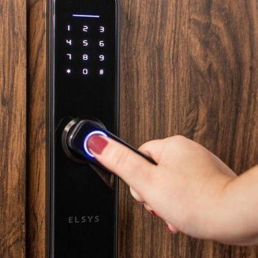 Imagem de Fechadura Digital - Wifi, Biometria, Senha E Chave - Elsys, Preto