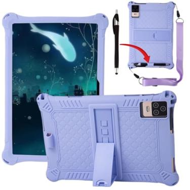 Imagem de Misenya Capa de 10,1 polegadas para tablet Android Okaysea/BYYBUO/Hoozo/QunyiCO/PRITOM/plimpton/Onn 10,1 polegadas universal com cordão/Stylus/suporte para caneta (roxa)