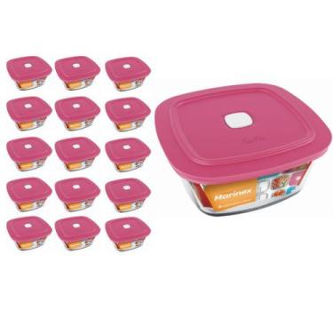 Imagem de Pote Vidro Quadrado Facilita Marmita 300ML Marinex 15Un - NADIR FIGUER