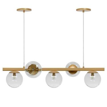 Imagem de Pendente Luminalux Madrid 5 Globos 150mm Moon Trilho Moderno, Dourado 