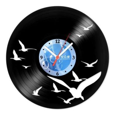 Imagem de Relógio De Parede Disco Vinil Animais - Gaivotas - VAN-007 - Modernart