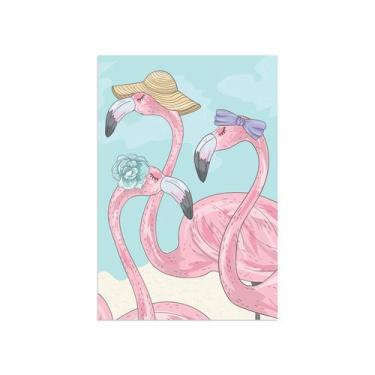Imagem de Placa Decorativa MDF Flamingo Chapéu 30x40cm - Quartinhos