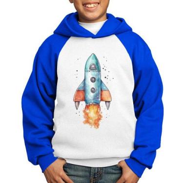 Imagem de Moletom Infantil Foguete - Foca na Moda, Branco, Azul, 4