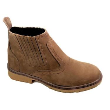 Imagem de Bota Couro Nobuck Marrom Claro Rato botina Solado Tratorado Estilo Tri