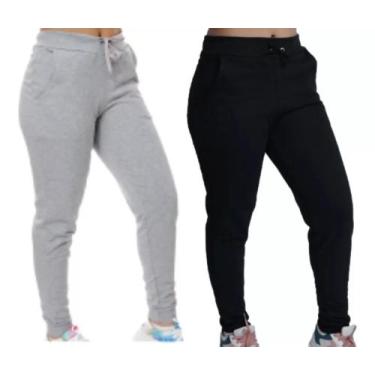 Imagem de Kit 2calça Moletom Feminina Flanelado Cós Médio Bolso Lateral - LGAMN,