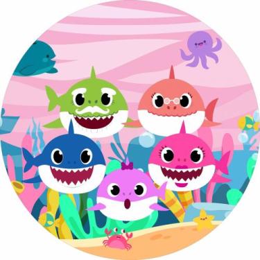 Imagem de Painel Festa Redondo Baby Shark Menina 3d, 1,50 Diâmetro mod3 - Fantas