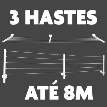 Imagem de Varal de parede articulado aluminio 3 hastes 80 kg branco premier - ho