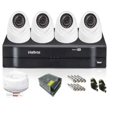 Imagem de Kit Cftv 4 Câmeras DomeS 720p Dvr Intelbras 4 Canais S/Hd