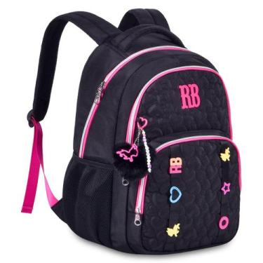 Imagem de Mochila Escolar Rebecca Bonbon Preta com Pompom RB Juvenil