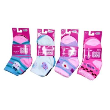 Imagem de Kit 12 Pares Meias Bebê Infantil Juvenil Feminina Menina Cano Curto/Lo