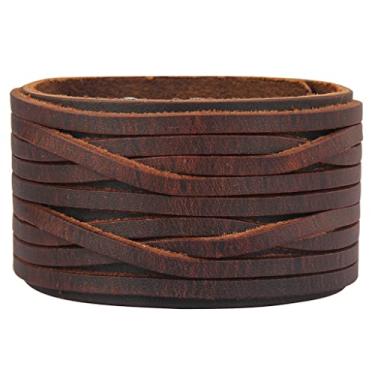 Imagem de GelConnie Pulseira de couro para homens e mulheres pulseira de couro larga grossa viking masculina pulseira de couro gótico pulseira vintage rock, Large, Couro