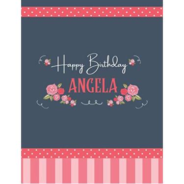 Imagem de Happy Birthday ANGELA: DOTTED Journal 8.5x11 LARGE Notebook Vintage Luxurious MATTE Cover 120 Pages Dot Grid Paper Name Gifts For ANGELA Dot Graph Sketchbook A4 Retro Floral