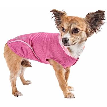 Imagem de Pet Life® Active 'Pull-Rover' Premium 4-Way Stretch Two Toned Performance Camiseta regata com capuz para cães