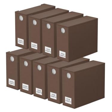 Imagem de SpaceAid Pacote com 9 organizadores e armazenamento de lençóis, organizador de lençóis dobrável com janela para armário de linho, conjunto de lençóis para armazenamento de cama queen e king size