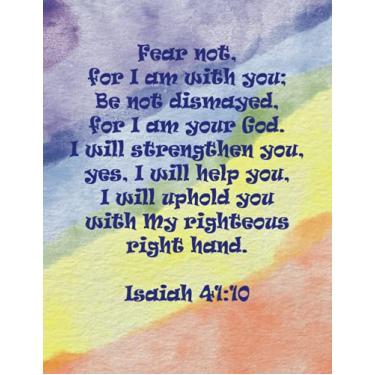 Imagem de Isaiah 41:10 Inspirational Bible Verses Notebook: Religious Motivational Notebook Gifts for Fight Epidemic Contagion for KIDS Plus Positive Affirmations (UNICORN THEMES) Dual Notebook and Sketchbook