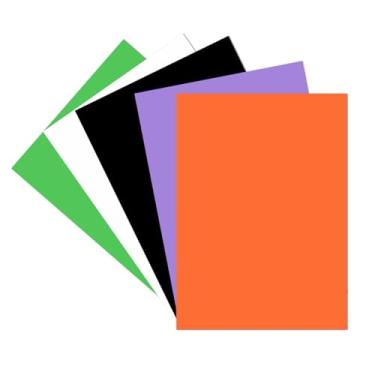 Imagem de Bazyrock 30 folhas de papelão colorido de Halloween, 21 x 28 cm, 5 cores sortidas, papel cartonado 29,5 kg/180 g/m² para decoração festiva, cartões comemorativos, projetos de artesanato