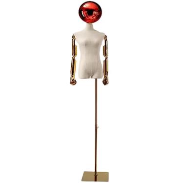 Imagem de Multiuso Manequim de criatividade Manequim de meio corpo Corpo de manequim feminino com suporte de metal Cabeça de bola galvanizada Design para exibição de artesanato Janela