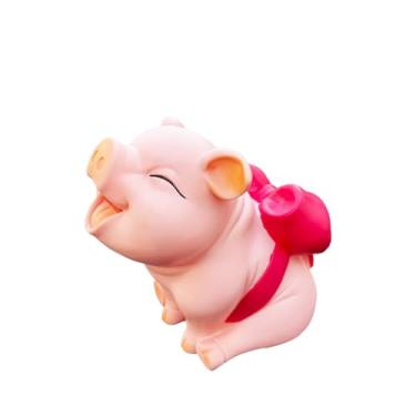Imagem de Cofrinho fofo de porco, cofrinho inquebrável, capacidade para 1000 moedas, presente de aniversário para crianças (fita vermelha)