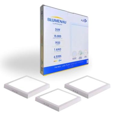 Imagem de kit 3 Painel Led 24w Plafon Sobrepor Quadrado Play 6500k Bivolt Blumenau