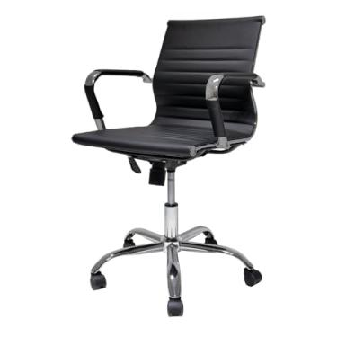 Imagem de Cadeira de Escritório Simples Diretor Secretária Para Home Office Giratoria Altura Ajustável Charles Eames Preto