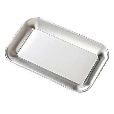 Imagem de Prato de Servir Em Aço Inoxidável, Prato de Mesa Em Aço Inoxidável, Prato Quadrado Prateado, Bandeja de Servir, Prato Decorativo para Festas, Casamentos, Banquetes (S)