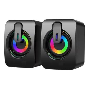 Imagem de Caixinha Caixa De Som Pc Notebook Gamer Usb Led Rgb Potente - Inboxmob
