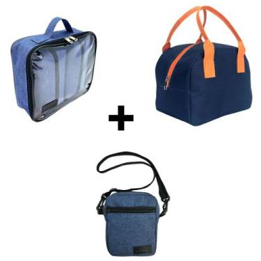 Imagem de KIT MALETA NECESSAIRES + SHOULDER + BOLSA TERMICA - Bubag!, Azul laran
