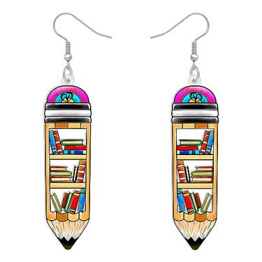 Imagem de WEVENI Brincos fofos de acrílico para professores de volta às aulas, joias divertidas para professores de matemática para mulheres, meninas e crianças, Acrílico, Sem pedra preciosa