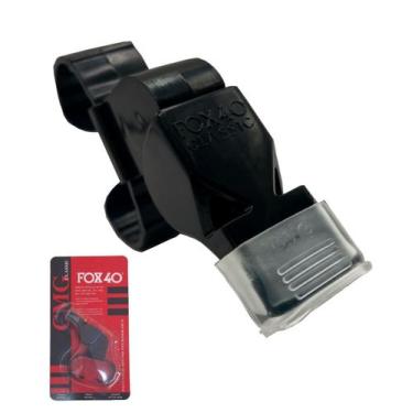 Imagem de Apito Futebol Fox 40 Classic com Dedal 115 Dcb Blister Lacrado, Preto