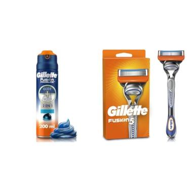 Imagem de Kit Gillette Gel de Barbear Fusion Proglide 200ml + Aparelho Fusion5
