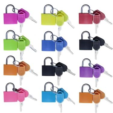 Imagem de Fechaduras de mala pequenas com chaves, 12 peças de pequenos cadeados de bagagem, pequenos cadeados para armário, mini trava para armário, mochila, mala, malas de viagem, bagagem, diário, armário de