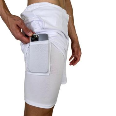 Imagem de Shorts Duplo 2 Em 1 Para Corrida United, Branco, GG
