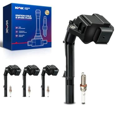 Imagem de KAX conjunto de desempenho oem de 4 bobinas de ignição uf734 e vela de ignição de irídio duplo compatível com mercedes-benz glc300 c300 e300 cla250 gla250 metris glc350e sprinter 2500 slk300 slc300