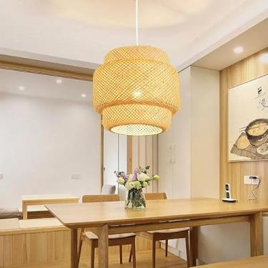 Imagem de Luminária de Teto Lustre Pendente Bambu Fee Utilidades Cayman Mini Rústico 35cm Vime Rattan Trançado